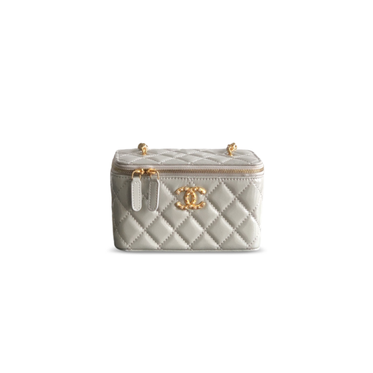 Ch**el vanity case waxy leather (17*9.5*8cm)